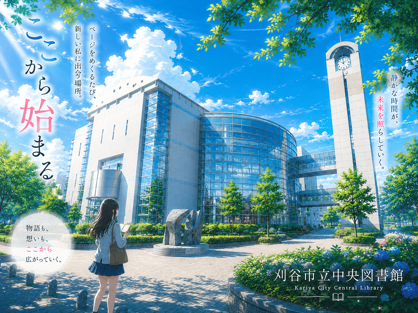 刈谷市中央図書館の外観イメージ(AIによるイラスト)