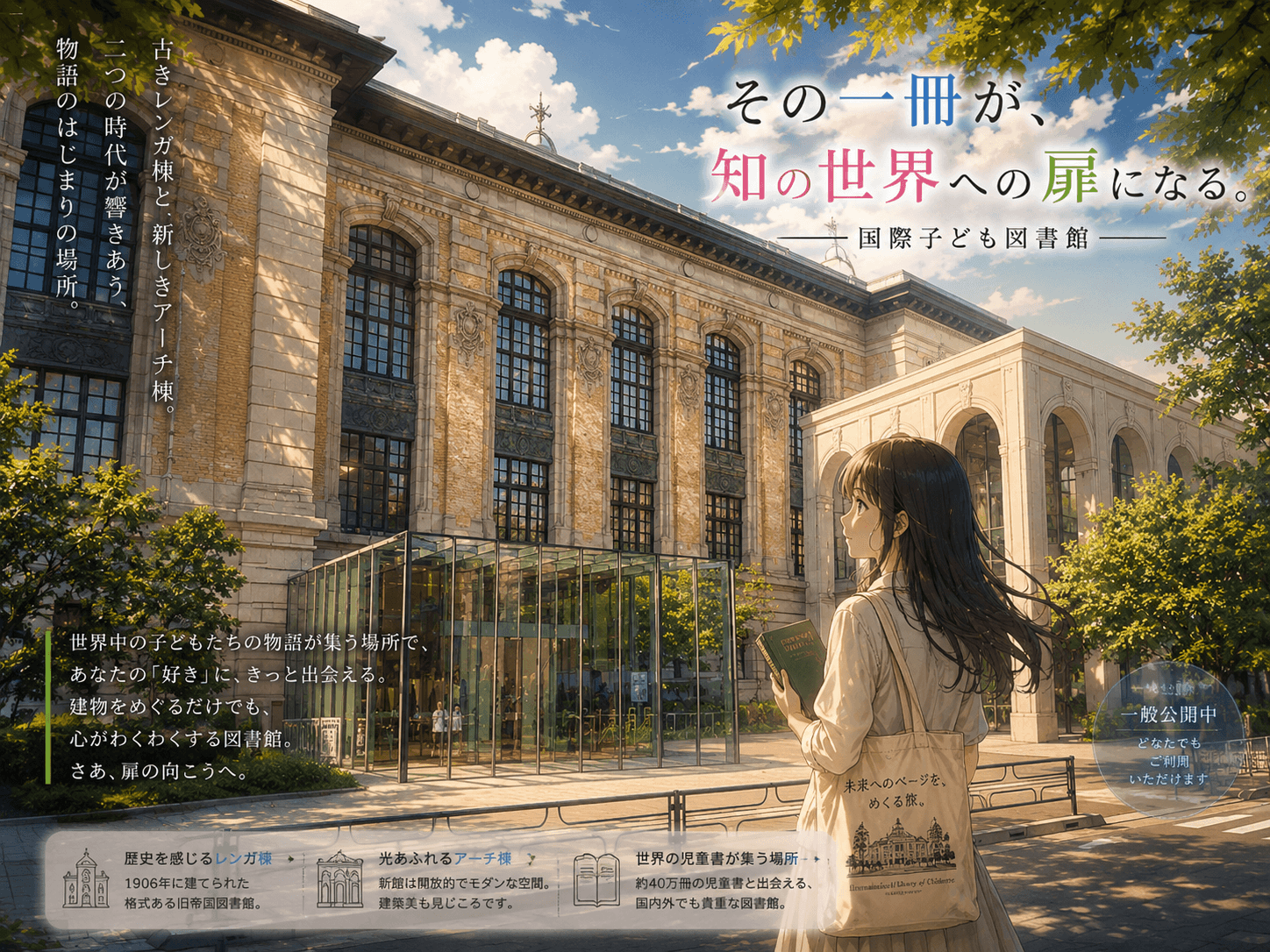 国際子ども図書館の外観イメージ(AIによるイラスト)