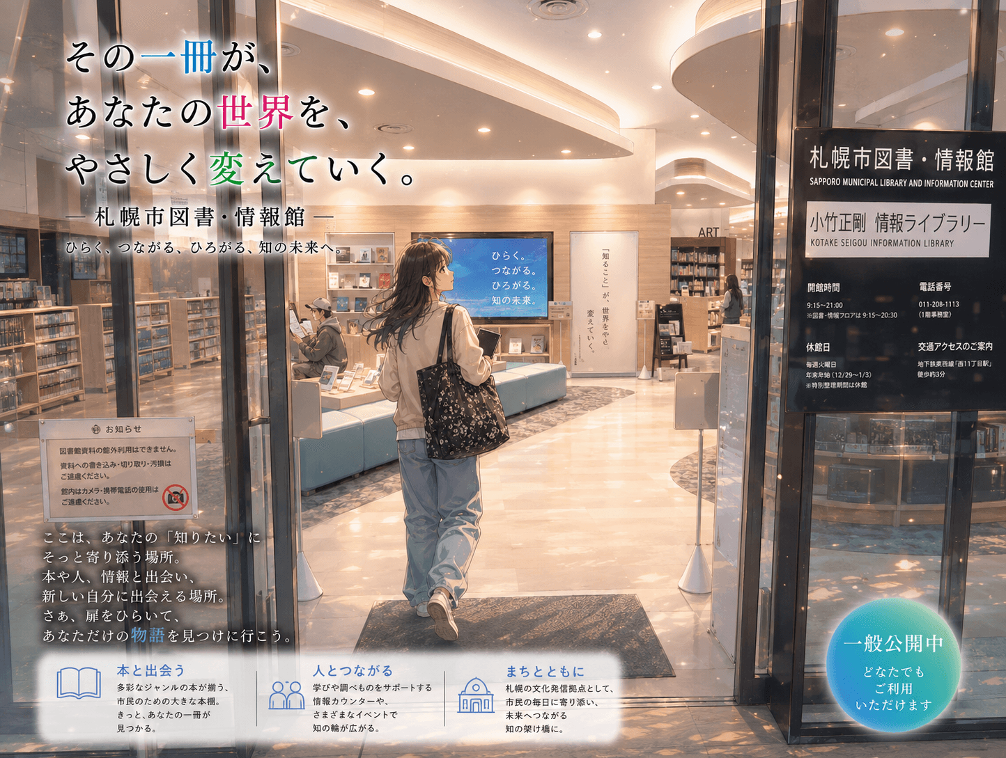 札幌市図書・情報館の外観イメージ(AIによるイラスト)