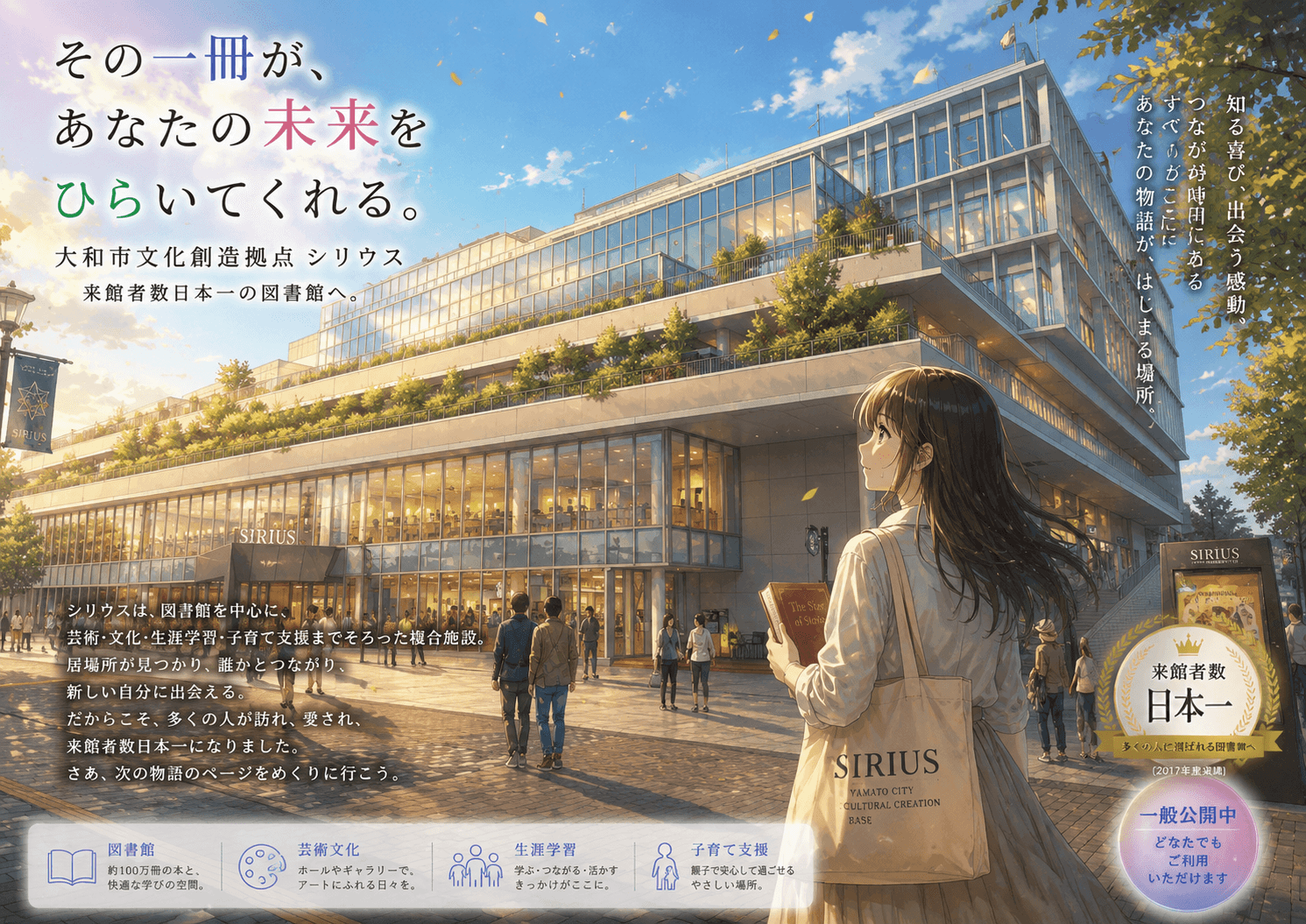 大和市文化創造拠点シリウスの外観イメージ(AIによるイラスト)